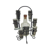 Mexican Tequila Decanter Set | Handmade Metal Holder