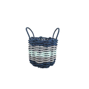 Five Stripe Rope Storage Basket Navy Blue, Light Gray, Seafoam - FREE SHIPPING