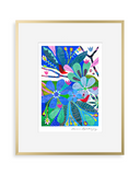 Framed colorful floral artwork on a white background NIGHTINGALE PRINT