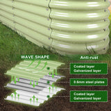 Green 🎉 Olle 4-Style Modular Galvanized Raised Garden Beds [Build 1 of 4 Configurations] with wave shape design and anti-rust features explained.