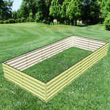 Raised Olle Gardens 17" Tall Rectangle Infinity Raised Garden Bed on a grassy area with trees in the background
