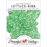 Buttercrunch Lettuce-Bibb seed packet with Peaceful Valley branding