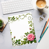 DipaliZ Pink Rose Vine Notepad Enchanting Pink Rose 6x8