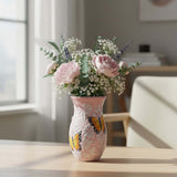 Pink & White Talavera Vase | Monarch Butterfly Motif
