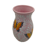 Pink & White Talavera Vase | Monarch Butterfly Motif