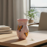 Pink & White Talavera Vase | Monarch Butterfly Motif
