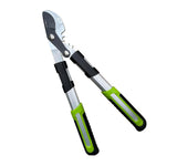 Gardening pruner with green and black handles on a white background