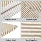 Beige Stripe Outdoor Cushion Covers – 2 Pack | Neutral Patio Pillow Covers | Fits IKEA Duvholmen & Kuddarna