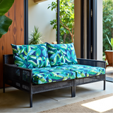 Navy Green Banana Leaf Outdoor Slip Covers, Compatible with IKEA Duvholmen Kuddarna