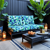 Green Banana Leaf Outdoor Slipcover Set – 4 Pack (2 Pillow Covers + 2 Seat Covers) – Compatible with Select IKEA Cushions