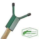 Green metal tool Save a Branch Tree Support labeled 'Made in Nevada County, California'.