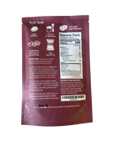 Back of a food packaging with nutritional information and ingredients list on a white background
