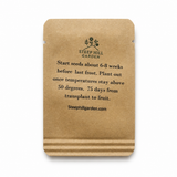 A single brown kraft paper seed packet from Steep Hill Garden, showing black printed text and logo on a clean white background.