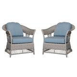 2 Shell Aluminum & Rattan Stationary Chair