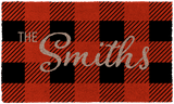 Personalized Checkered Christmas Doormat