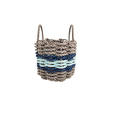 Lobster Rope Basket Tan and Seafoam, Navy Accents - FREE SHIPPING