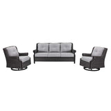 Lassen wicker living room set: 1 three-seater sofa and 2 swivel rocking chairs