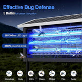 Solar Bug Zapper Outdoor, Wireless Portable Camping Mosquito Zapper 4500V For 3500 Sq.ft with Panel Sensor, Fly Traps with 10FT Extension Cord