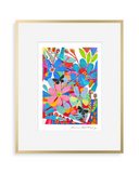 Framed colorful floral artwork with butterflies on a white background LIMA PRINT