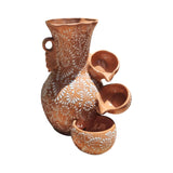 Talavera Ceramic Fountain | Brown & White Relief Design