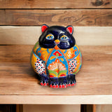 Colorful Talavera Cat Planter | Mexican Ceramic Art