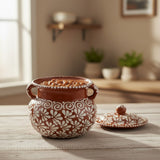 Talavera Frijolero Bean Pot with Lid | Fully Glazed Floral Design