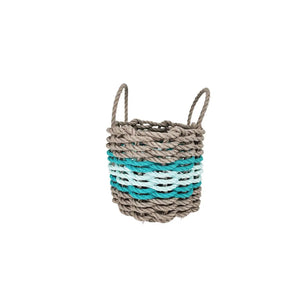 Lobster Rope Basket Tan and Seafoam, Teal Accents - FREE SHIPPING