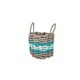Lobster Rope Basket Tan and Seafoam, Teal Accents - FREE SHIPPING