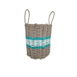 Lobster Rope Basket Tan and Seafoam, Teal Accents - FREE SHIPPING
