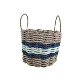 Lobster Rope Basket Tan and Seafoam, Navy Accents - FREE SHIPPING