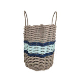 Lobster Rope Basket Tan and Seafoam, Navy Accents - FREE SHIPPING