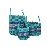 Authentic Maine Lobster Rope Storage Basket Teal and Light Gray with Blue Accents - FREE SHIPPING