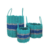 Authentic Maine Lobster Rope Storage Basket Teal and Blue with Light Gray Accents - FREE SHIPPING