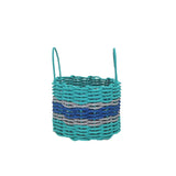 Authentic Maine Lobster Rope Storage Basket Teal and Blue with Light Gray Accents - FREE SHIPPING