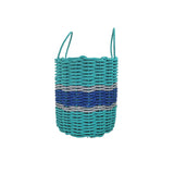 Authentic Maine Lobster Rope Storage Basket Teal and Blue with Light Gray Accents - FREE SHIPPING