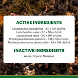 List of active and inactive ingredients on a label with a natural background
