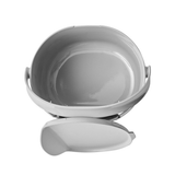 Gray pot with a white handle on a white background