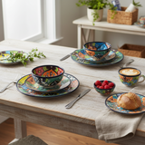 Talavera Dinnerware Set | 43-Piece Floral Tableware for 8