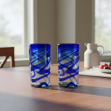 Hand-Blown Mexican Drinking Glass | Blue Swirl Design
