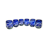 Mexican Stemless Wine Glass | Hand-Blown Blue Swirl
