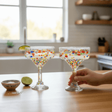 Confetti Hand-Blown Margarita Glass | Mexican Artisan Barware