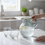 Mexican Hand-Blown Glass Pitcher | Confetti Rim