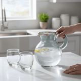 Mexican Hand-Blown Glass Pitcher | Confetti Rim