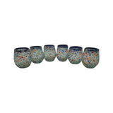 Blue Rim Confetti Wine Glass | Hand-Blown Mexican Stemless Cup