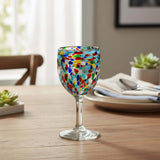 Mexican Confetti Rock Wine Glass | Hand-Blown Confetti Design