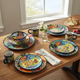 Talavera Dinnerware Set | 26-Piece Vibrant Floral Mexican Dishware