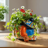 Colorful Talavera Panchito Planter | Mexican Sleeping Man Pottery