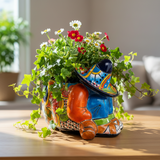 Colorful Talavera Panchito Planter | Mexican Sleeping Man Pottery