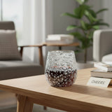 White Pebbled Wine Glass | Hand-Blown Mexican Stemless Glassware