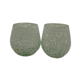 White Pebbled Wine Glass | Hand-Blown Mexican Stemless Glassware